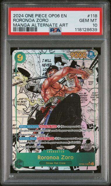 RORONOA ZORO - One Piece - OP06 EN - MANGA ALTERNATE ART - [PSA 10