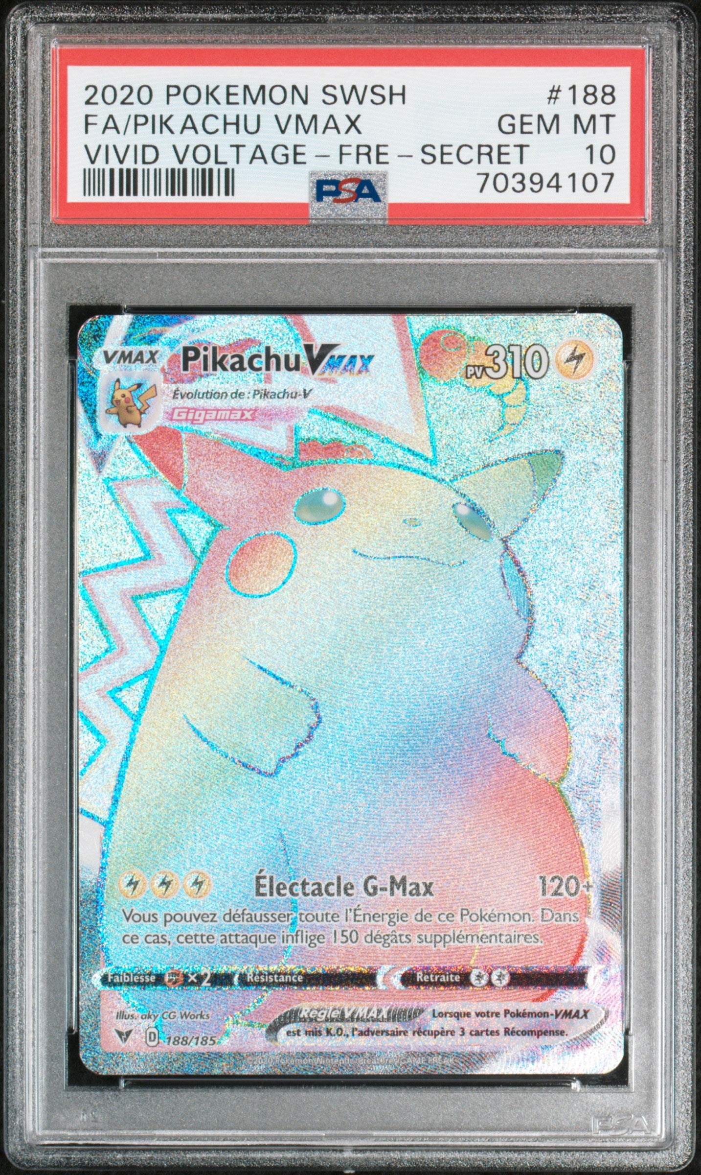 Pikachu Vmax 188/185 - EB04 - PSA10 - FR