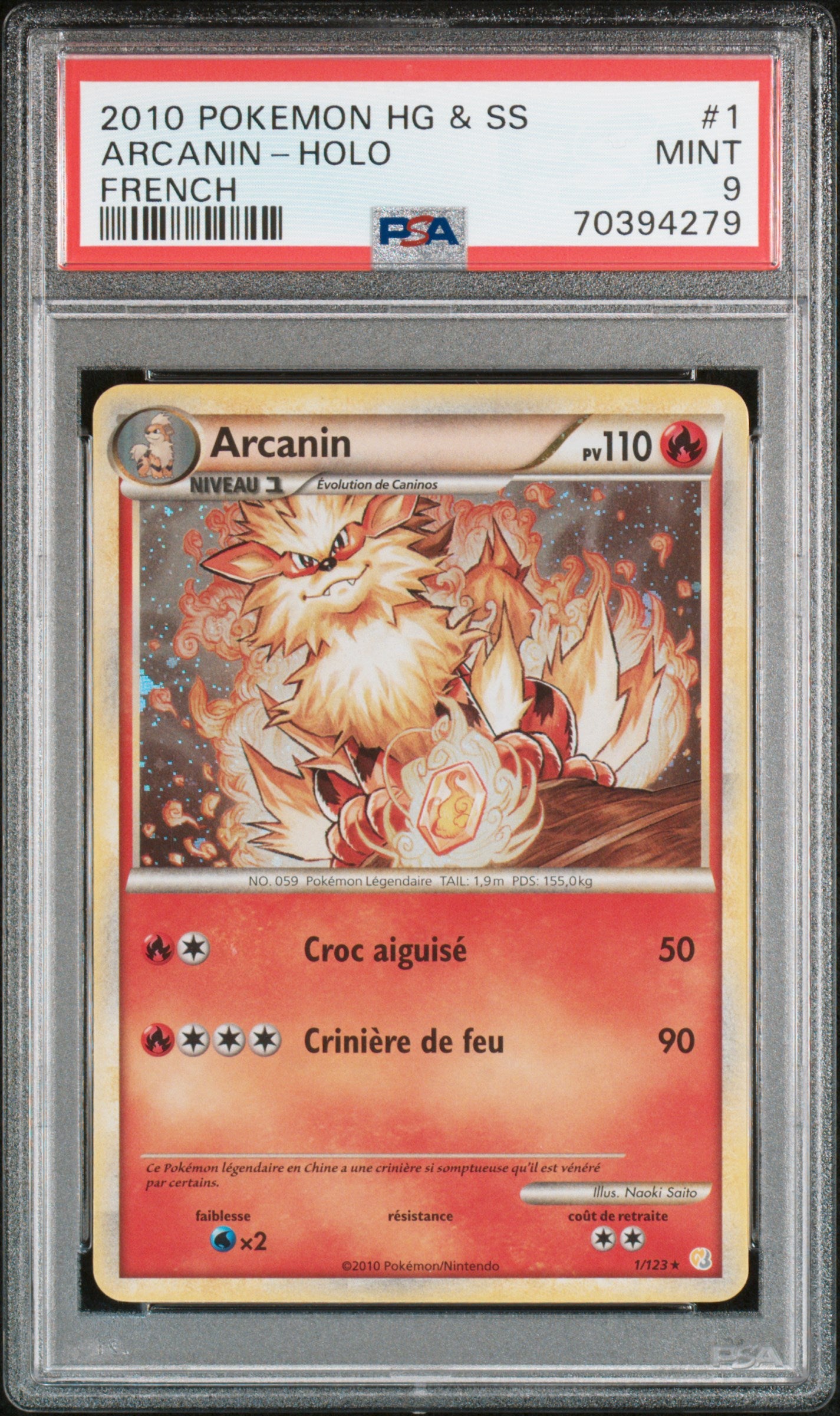 Arcanin 1/123- Heartgold & Soulsilver - PSA 9 - FR