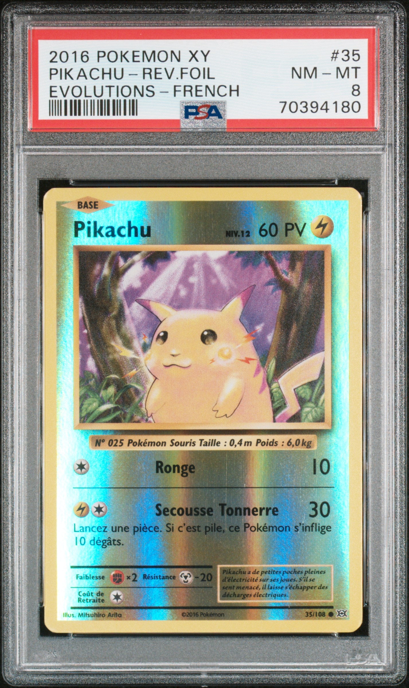 Pikachu Reverse 35/108 - XY12 - PSA 8 - FR